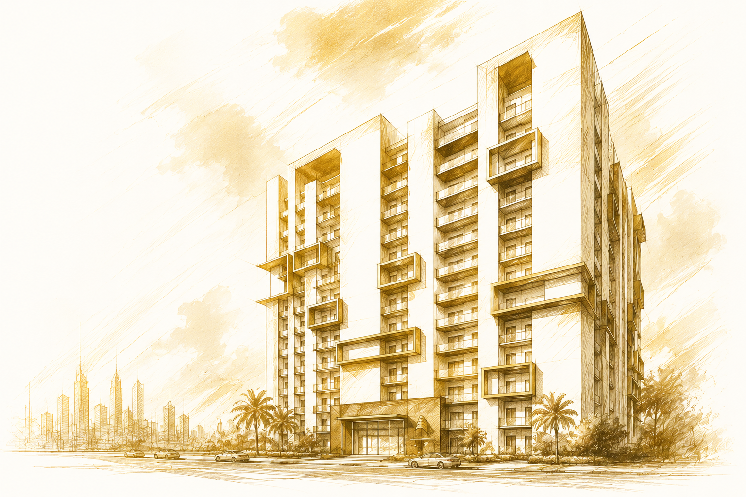 Tower architectural sketch